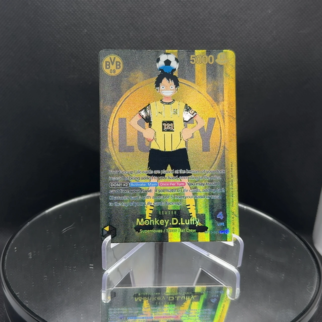 

One Piece TCG BVB Luffy ST13-003 BY Luffy OPCG Английская лидерная карта Foild Текстурированная карта Черный Желтый Луффи