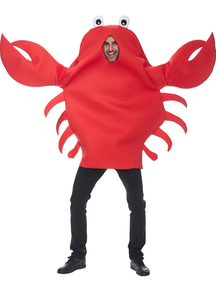 Costume da spettacolo per adulti loween Par Divertente creatura marina Granchio e aragosta Vestito Granchio rosso Aragosta Costume di scena Donna