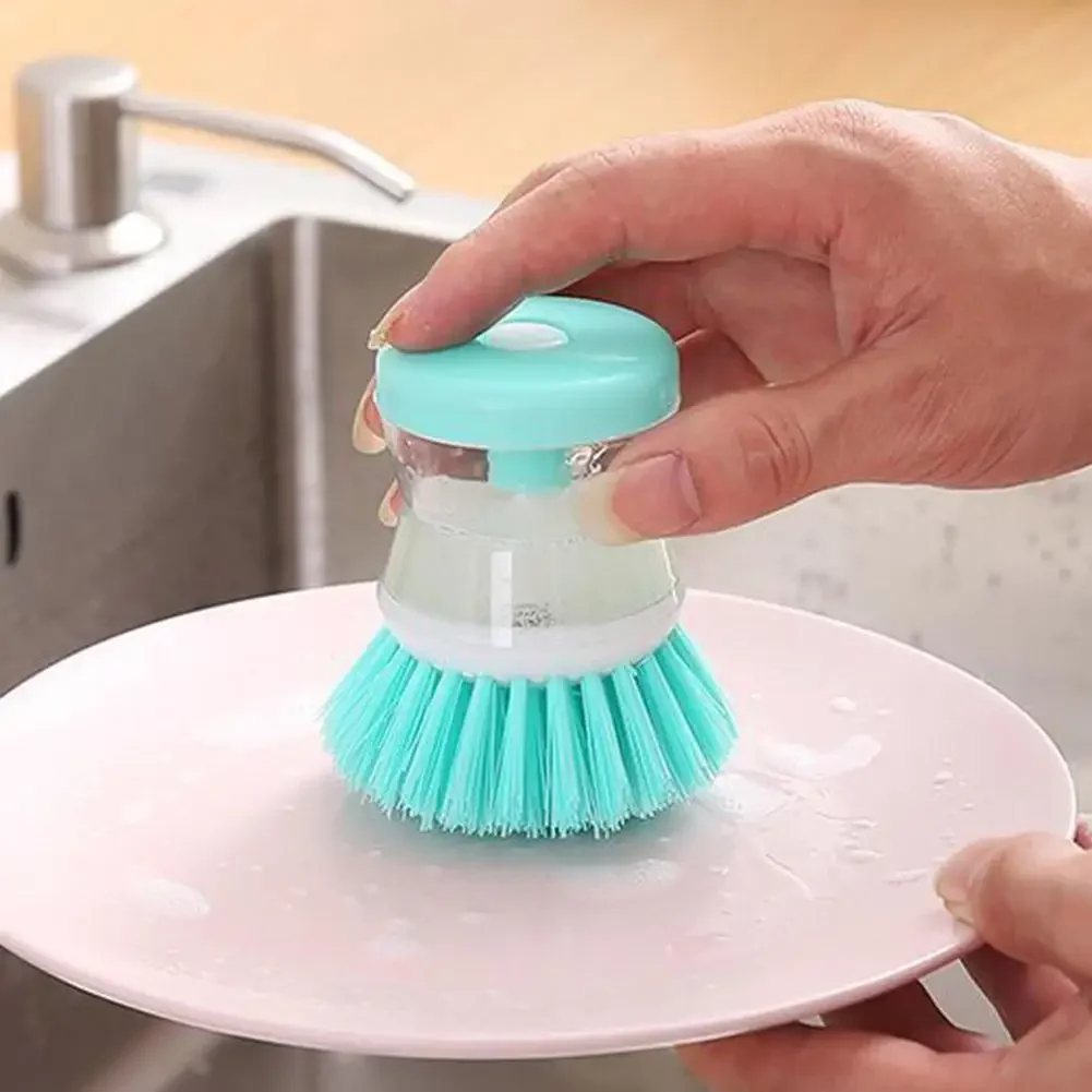 Automatic Soap Dispenser Dishwasher Brush Long Handle Scrubber For Pot Pan Utensils Multi Purpose Kitchen Household Cleaning