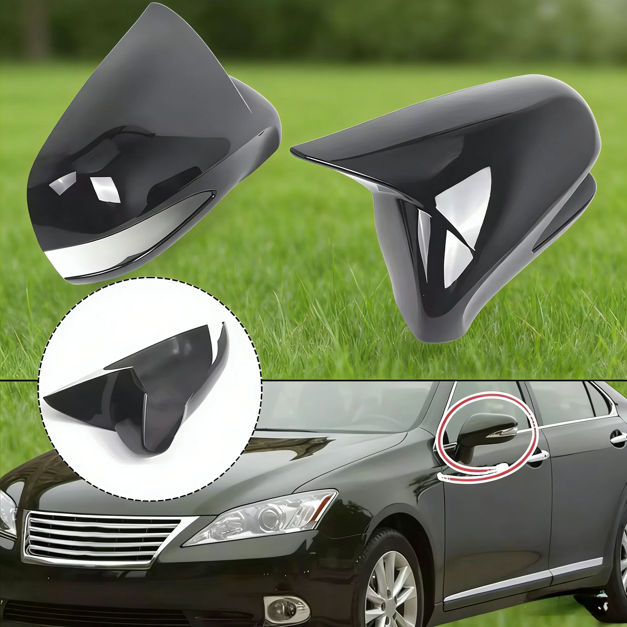 

Glossy Black Rearview Mirror Cover Trim For Left Hand Drive For Lexus IS350 LS250 ES350 2006-2012