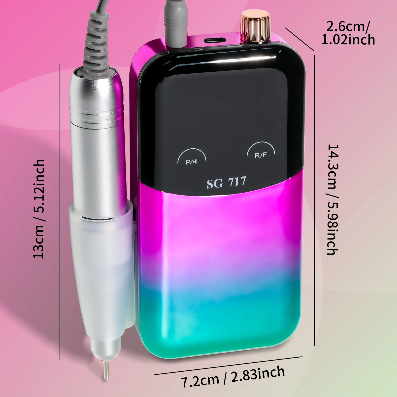 Oplaadbare nagelboormachine, 45000 RPM elektrische nagelvijl Draagbare Efile draadloze en professionele nagelslijperset voor vrouwen