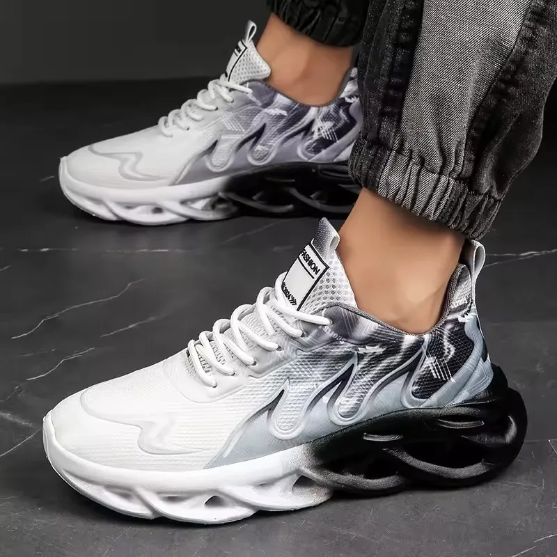 Scarpe da corsa unisex Uomo Donna Mesh leggero Traspirante Comodo piatto Scarpe da tennis morbide Sneakers stringate Uomo 36-46