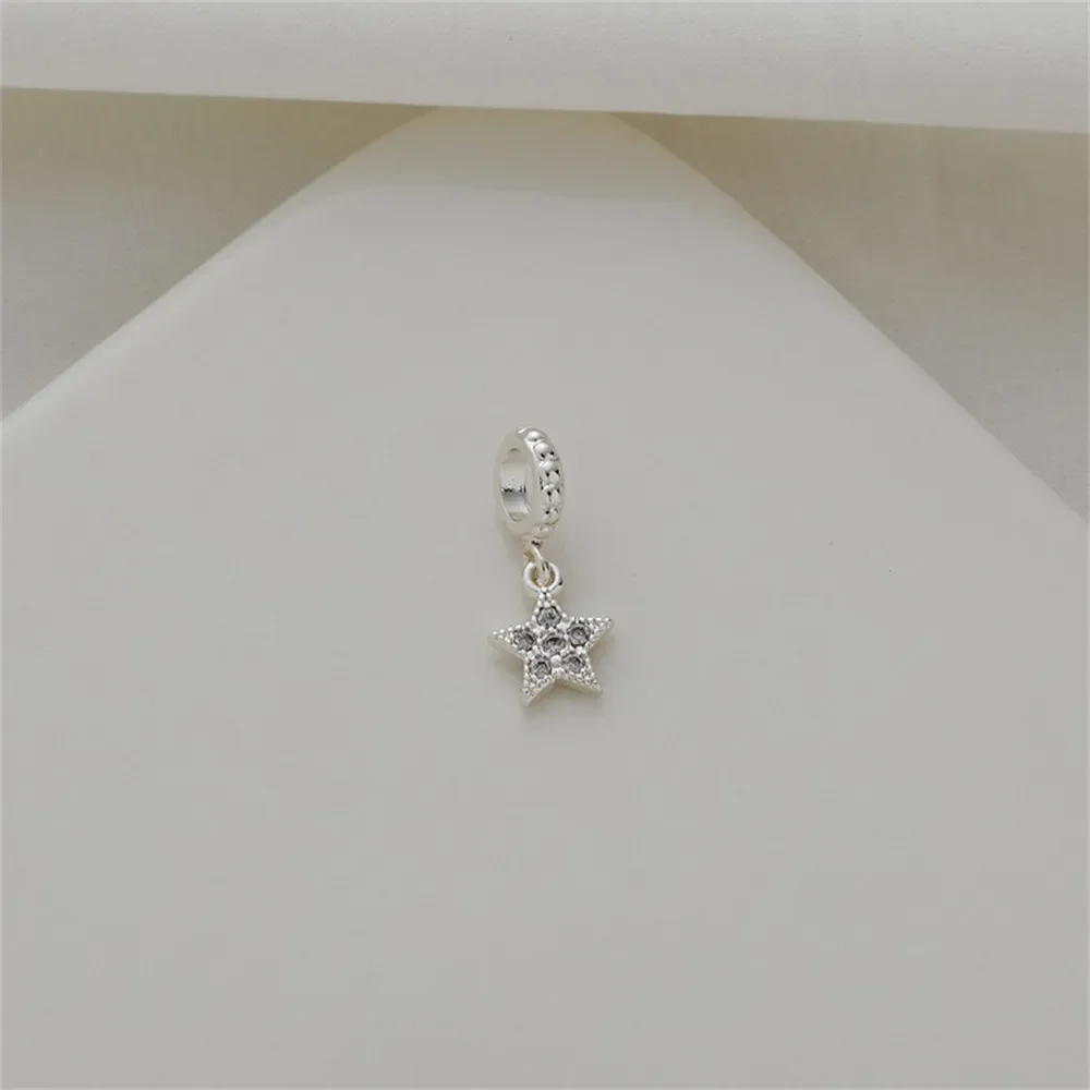 

14 К медь позолоченный серебряный цвет бриллиант циркон пятиконечная звезда 8 мм с кольцом-подвеской Diy браслет ожерелье Шарм ручной работы