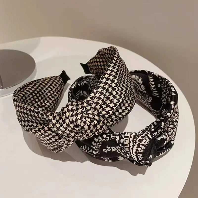 Ethnic Style Fabric Knotted Headband Wide Edge Hair Accessories for Women Girls Non-Slip Hairband Fashion image 6