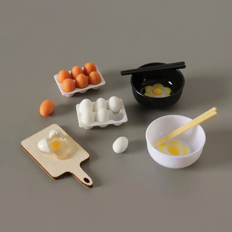 1:12 Dollhouse Mini Egg Frying Pan Kitchenware Model Dollhouse Kitchen Scene Accessories Children Pretend Play Toys Kit view 2