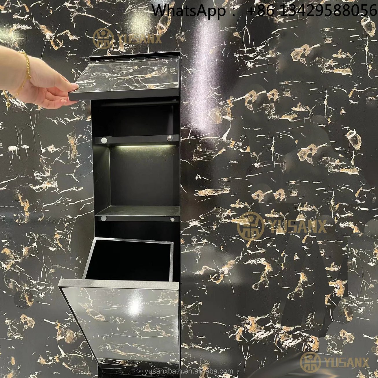 Concealed Tileable Rubbish Bin Niche With LED Light Toilet Paper Storage  Trash Can Tissue Box Storage Wall Niche for Bathroom