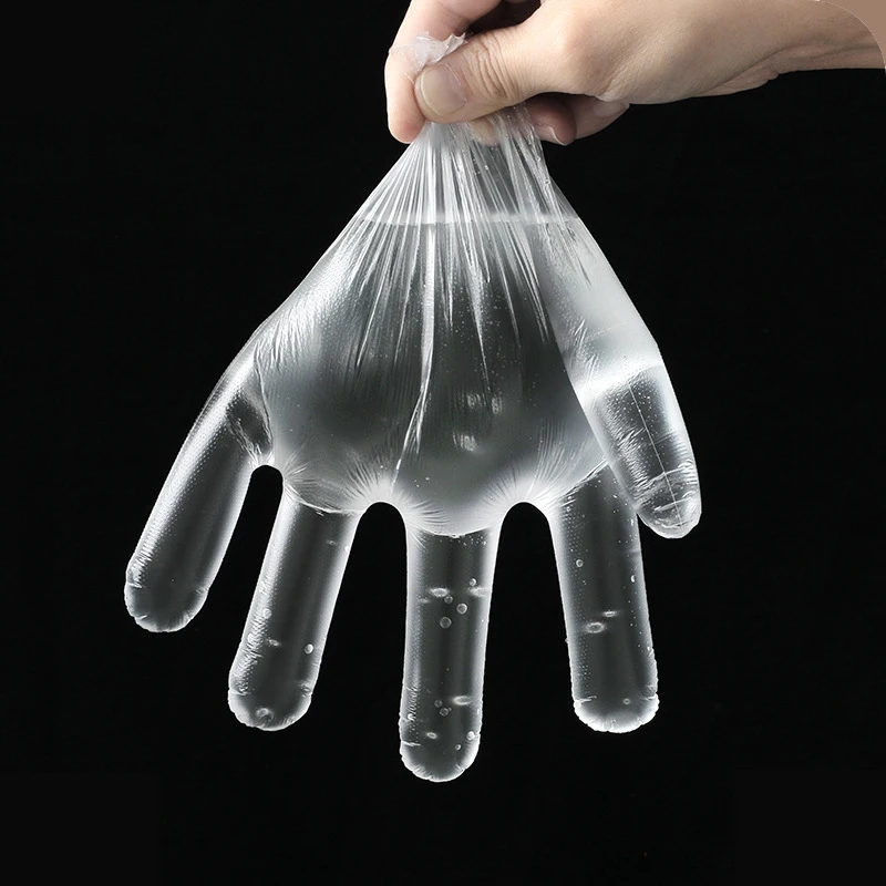 100Pcs Disposable Gloves Thick Plastic Cleaning Food Gloves for Restaurant Kitchen Vegetable Fruit Cleaning Transparent Gloves