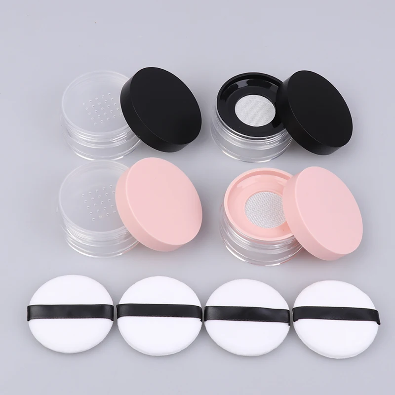 30g Tragbare Kunststoff Pulver Box Handheld Leere Lose Pulver Topf Mit Sieb Kosmetische Reise Make-Up Schönheit Jar Sieb Container