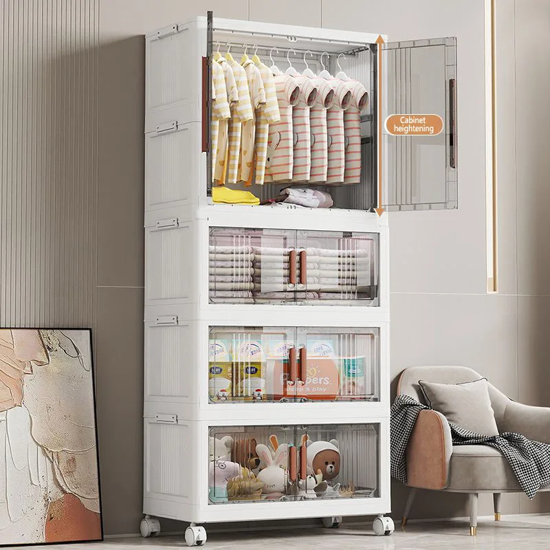 Simple Children's Wardrobe Home Clothes Storage Cabinet Bedroom Storage Cabinet Baby Clothes Hanging Cabinet Rental Room Sto image 3