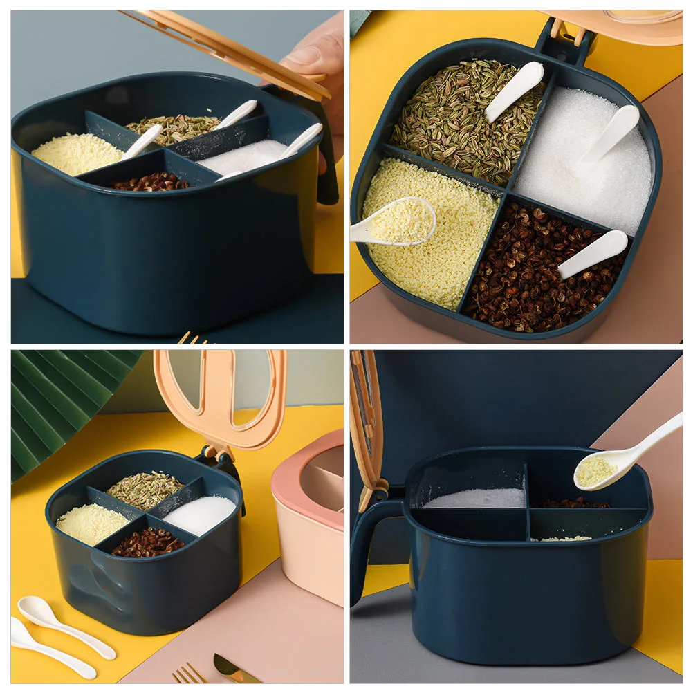 

Seasoning Box Salt Jar Canister Kitchen Storage Containers Condiment Holder Spice Boxes for Server Pot with Lid