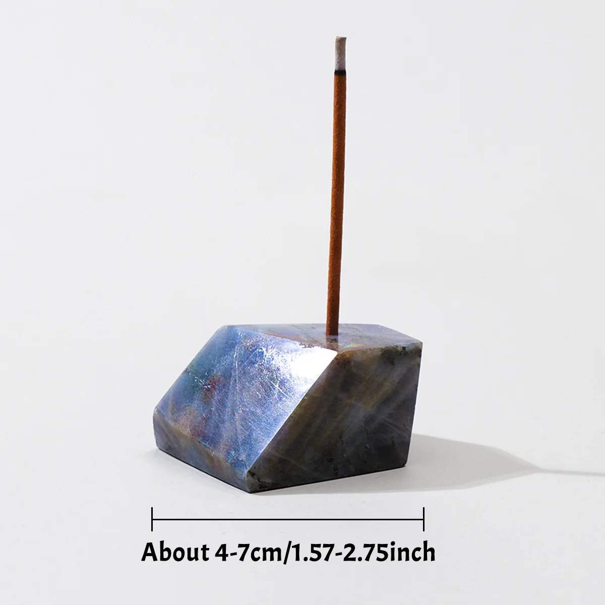 1PC Natural Crystal Polyhedral Geometric Incense Holder Base Ornament, Polished Crystal Raw Stone Craft, Home Decor