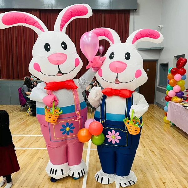 

Bow Rabbit Inflatable Costume Adult Cosplay Shark Rabbit Dress Up Inflatable Costume Easter Theme Party Performance Costume