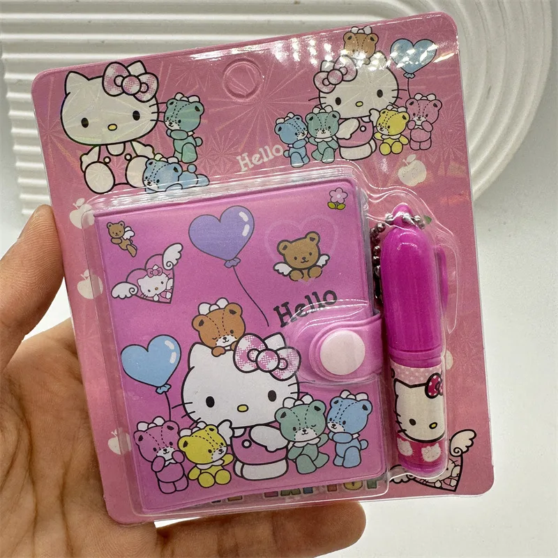 Sanrio Pink Hello Kitty Notebook with Ballpoint Pen Cartoon Anime Cute KT Cat Stationery Students Notepad Children Holiday Gifts