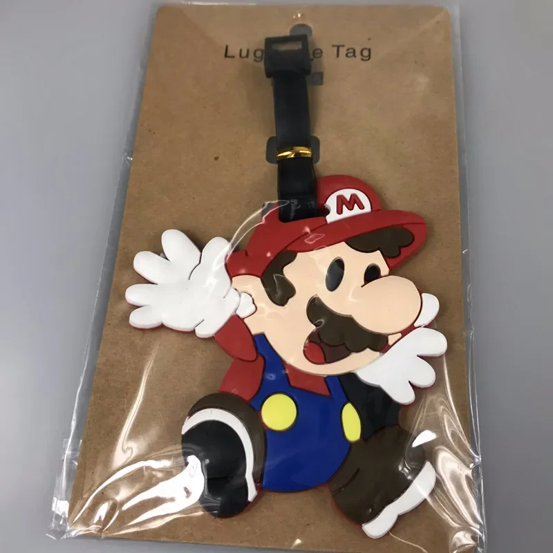 Super Mario Luggage Tag New Fashion Travel Accessories for Bags Personalize Men Women Suitcase Name Tag PU Airplane Labels Gifts