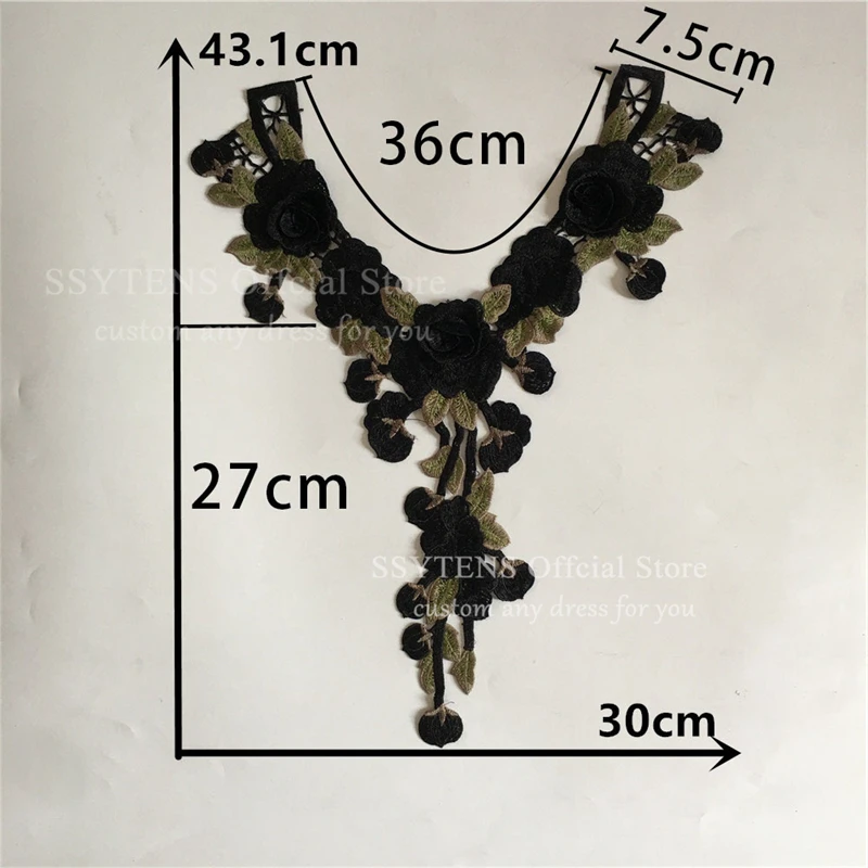 Wholesale 3D Embroidery Rhinestone Beaded Hollow Lace Collar Applique DIY Patch - Perfect for Evening Dress Party Dress Garment