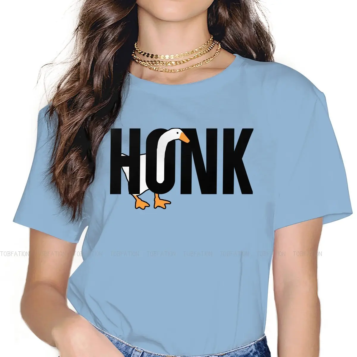 Honk Women's T Shirt Untitled Goose Game Ladies Tees Kawaii O-neck Tops Basic Tshirt 5XL Loose Fashion