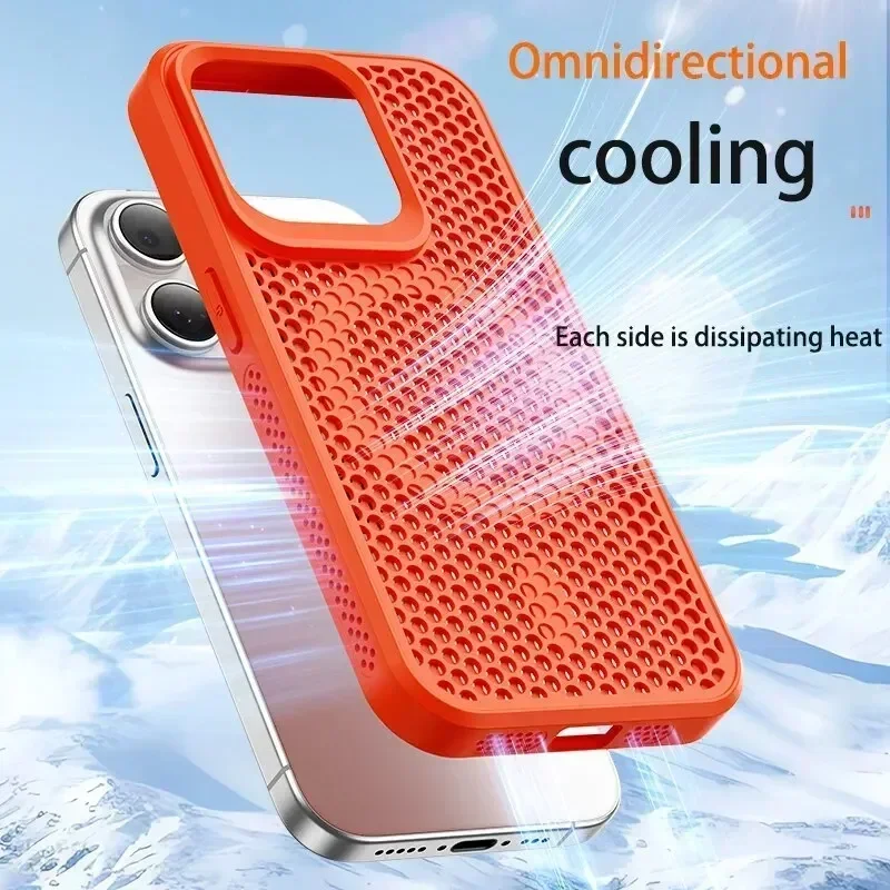 Breathable Hard Back Case For iPhone 16 15 14 13 12 11 Pro Max Plus Magnetic Cooling Heat Dissipation Phone Cover For Magsafe