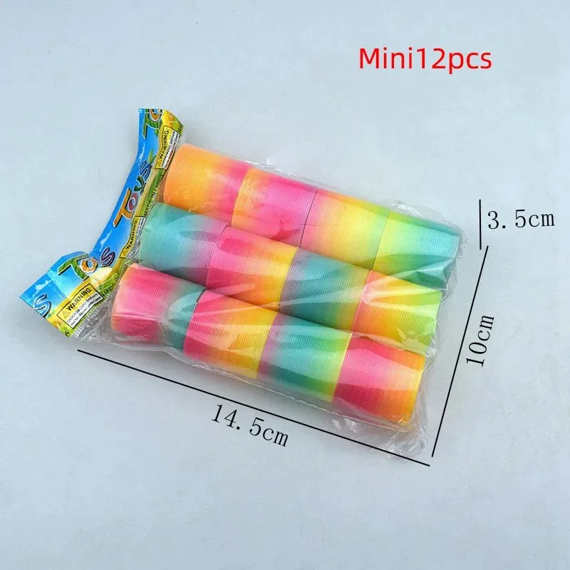 24PCS Rainbow Magic Springs Circle Toys Kids Birthday Party Favors Guests Giveaway Small Gifts Pinata Fillers Flexible Funny Toy