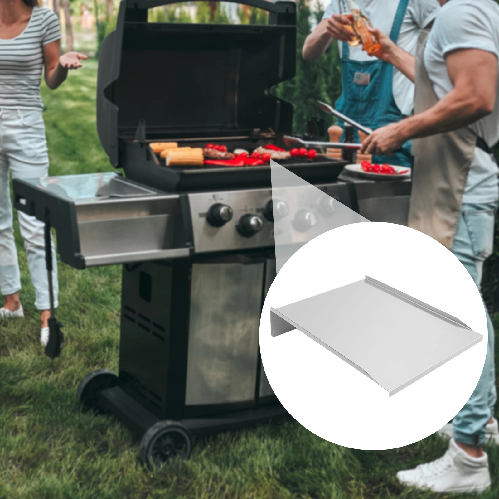 

Поддон для сбора жира из нержавеющей стали для газовых и угольных грилей, сверхпрочный жироуловитель из матовой стали, легко моющийся, для гриля.