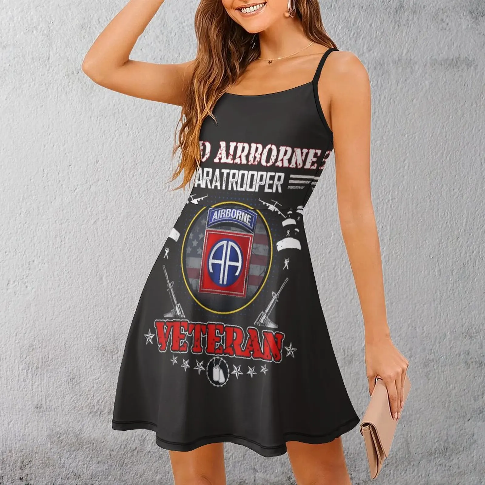 

82-я эмблема ветерана воздушно-десантного трактора, футболка с графическим рисунком, женское платье на бретельках, сексуальное женское платье высшего качества с юмором и графикой Vaca