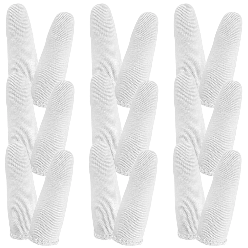 

60 Pcs Cotton Finger Cots White 20 Sets Anti Slip Wear Resistant Fingertip Covers Office Work Use Foot Care Tools