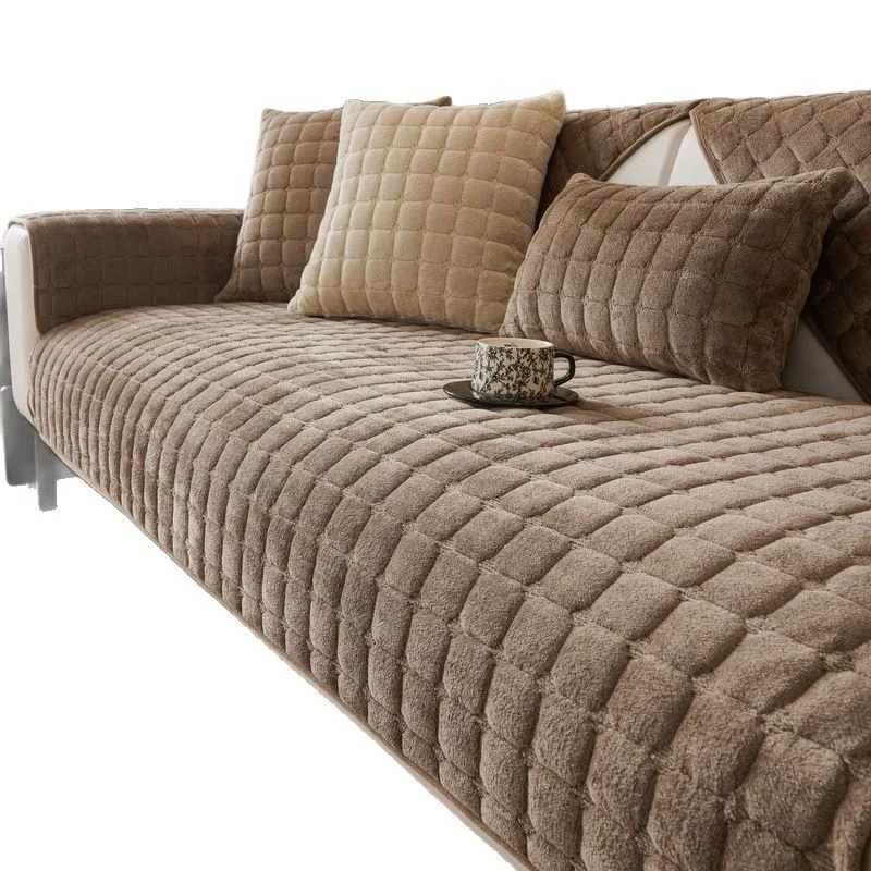 

Flannel autumn and winter thickened non-slip and anti-cat scratching sofa cushion plush square sofa towel