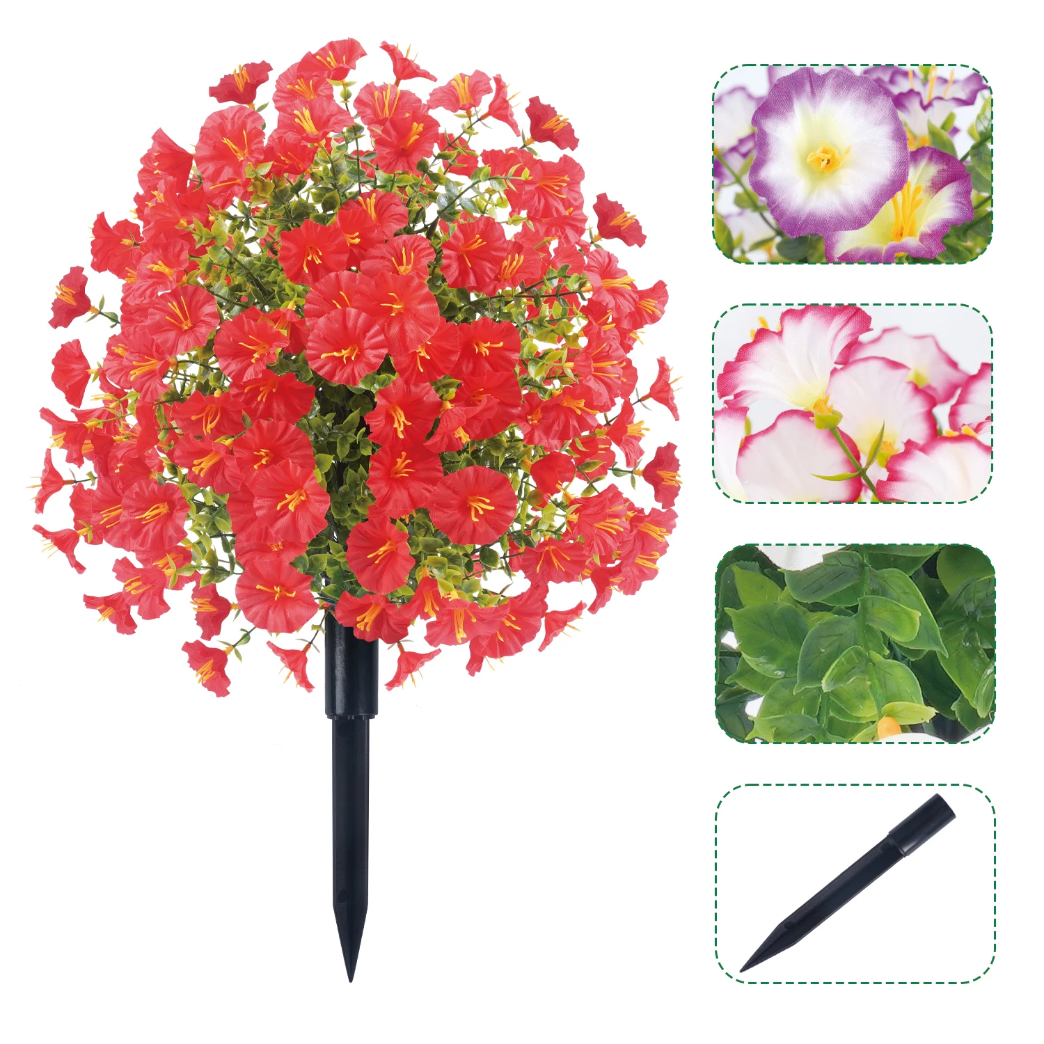 

1/2pcs UV-Resistant Artificial morning glory Flower Balls with Stakes Shrubs Plants Garden Porch Patio Wedding Home Decoration