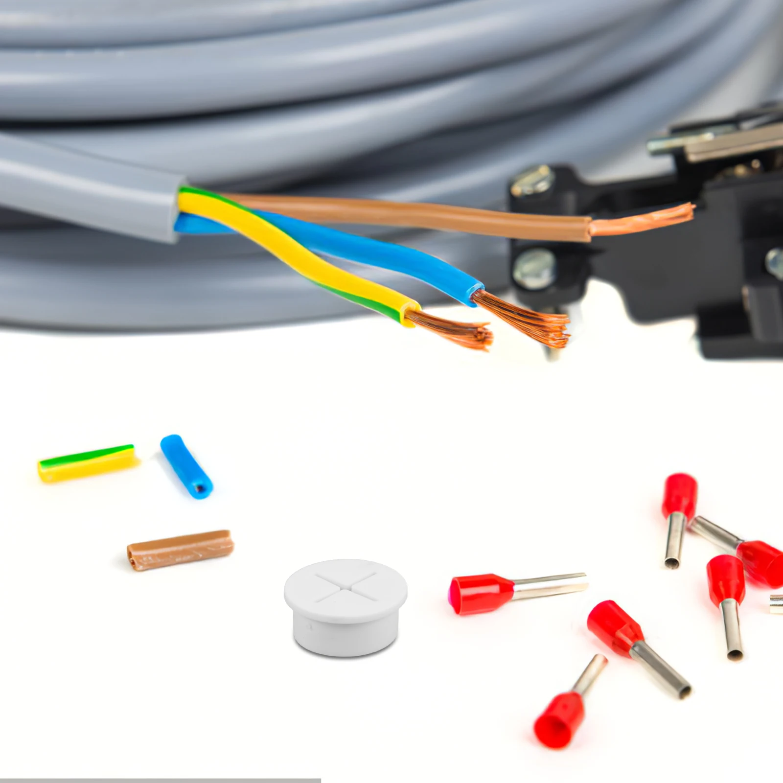 

15Pcs Round Plastic Cable Covers Thick Desk Cord Hole Grommets Office Wire Management Table Organizer Cable Hole Cover