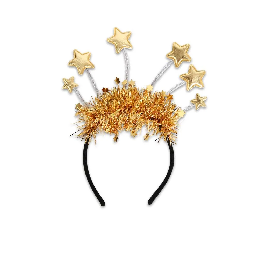 

Новогодняя повязка на голову с блестками 2026, украшение для вечеринки, креативный рождественский новогодний головной убор со звездой/короной, красочный блестящий обруч для волос