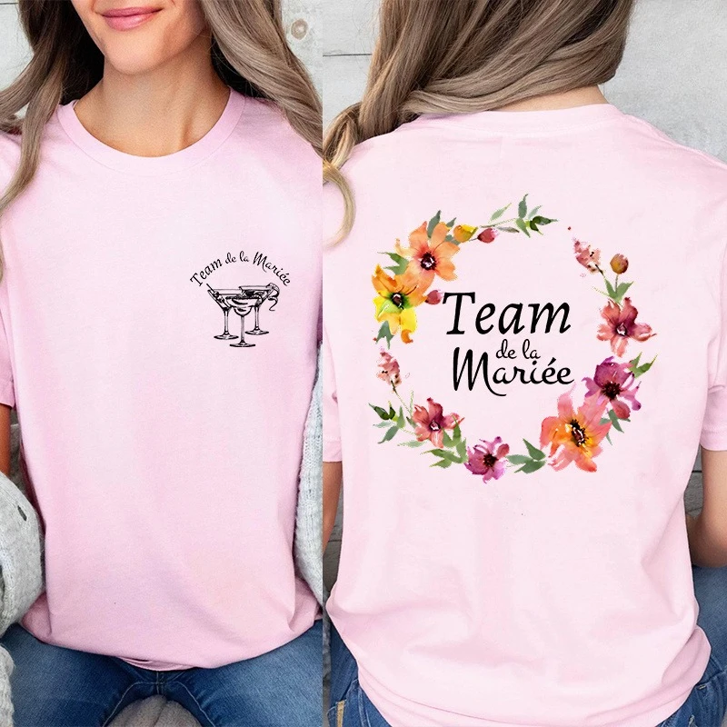 Französische Damen-Tops für Junggesellenabschiede, kurzärmelige T-Shirts mit O-Ausschnitt, modisches T-Shirt für die zukünftige Braut