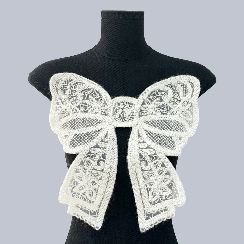 Fashion Bow Knot Collar Flower Embroidery Diamond Chest Flower Nail Bead Sweater Coat Accessories Women