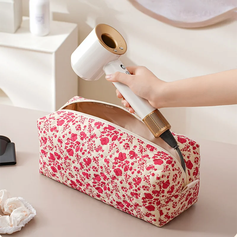 Quilting Cotton Hair Dryer Storage Bag Large Capacity Multifunctional Curler Storage Bags Dustproof Printing Storage Bag