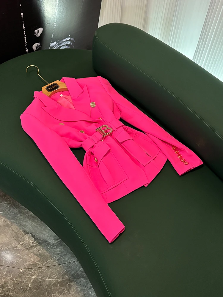 

Faionable Metal Bule облегающий женский костюм Jaet Commute Sle Long Sve Pure Color B6965 Осень 2025 г.