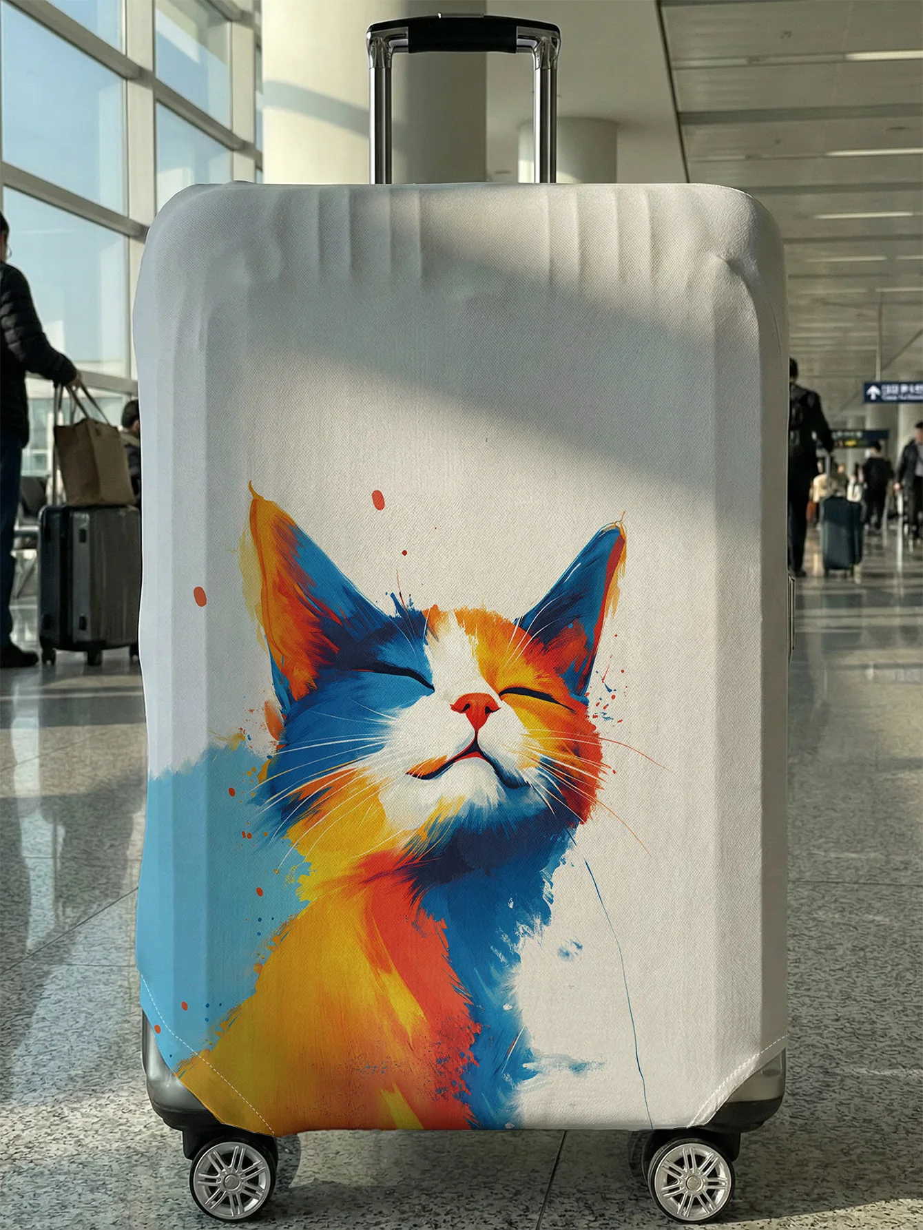 

Watercolor Cat Print Luggage Cover, Suitable for 18-32 Inch Luggage Cover, Luggage Handle Glove, Travel Accessories