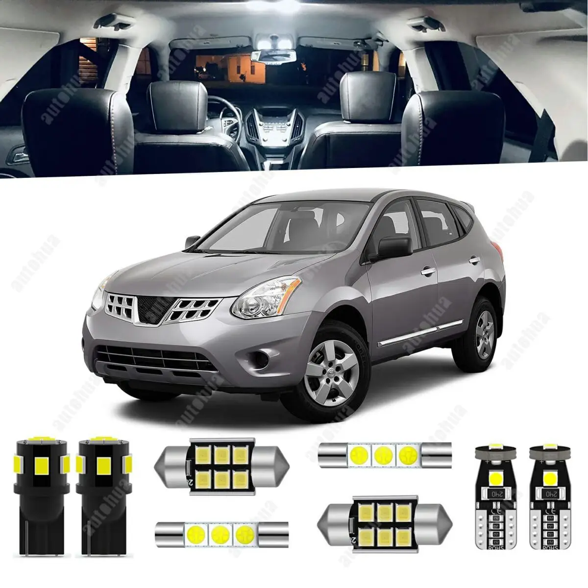 

LED Interior Lights For Nissan Rogue 2008 2009 2010 2011 2012 2013 White 6000K LED Lighting 23Pcs