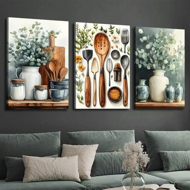 Tableware Spices and Vases Poster and Prints Canvas Painting Wall Art Picture for Kitchen Restaurant Living Room Home Decor