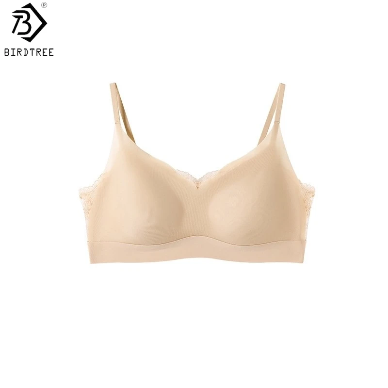 

Birdtree, Silk Blended Lace Bra, Women's 3/4 Cup Wireless Underwear, Solid Soft Brassiere, 2026 Summer Autumn New A65922JF