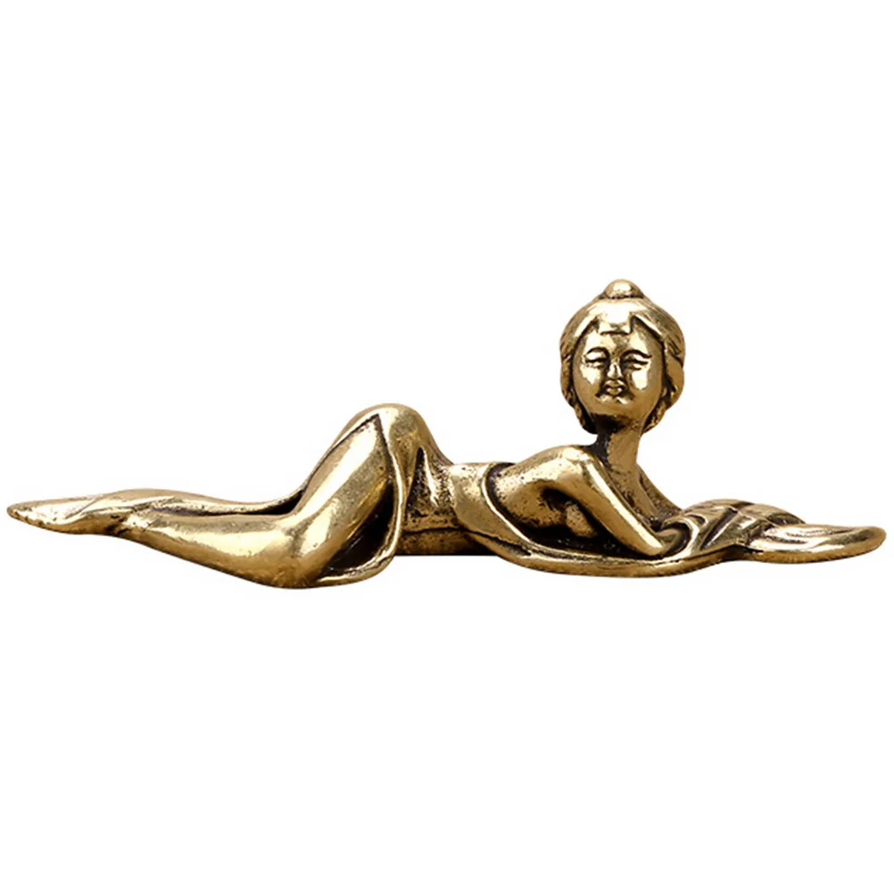 1 قطعة سيدة القديمة ثقالة الورق حلية فرشاة نحاسية بقية حامل الخط الصيني حامل قلم ديكور مكتبة مكتب المنزل #6