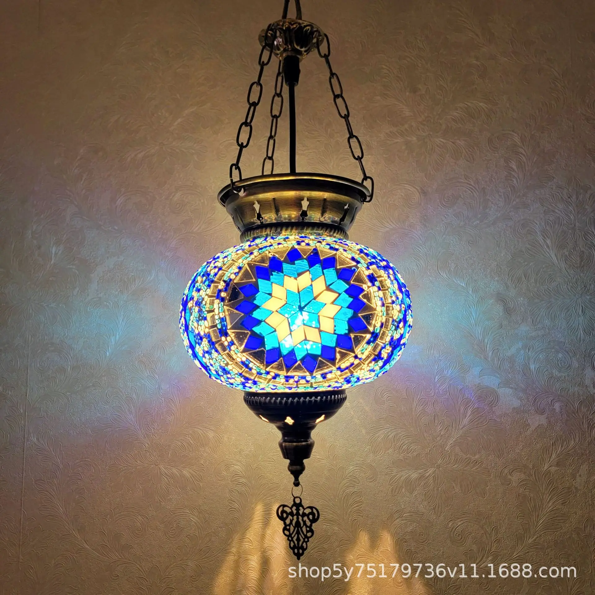 New Design Turkish Classic Chandelier Mall Restaurant Cafe Vintage Mosaic Hotel Single Head Chandelier