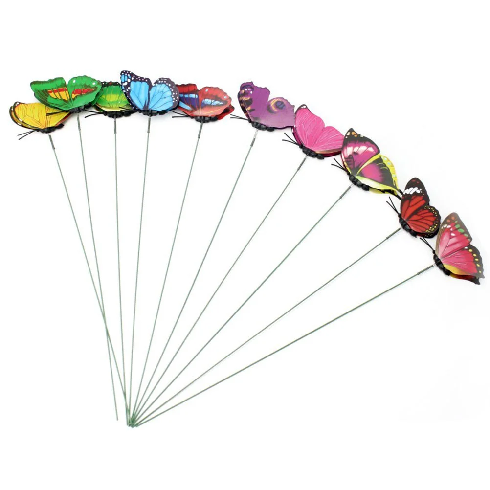 

10 Pcs Plant Decorations Flower Home Simluation Butterfly Wall Sticker Simulation PVC Flowers Butterflies Sticks Artificial