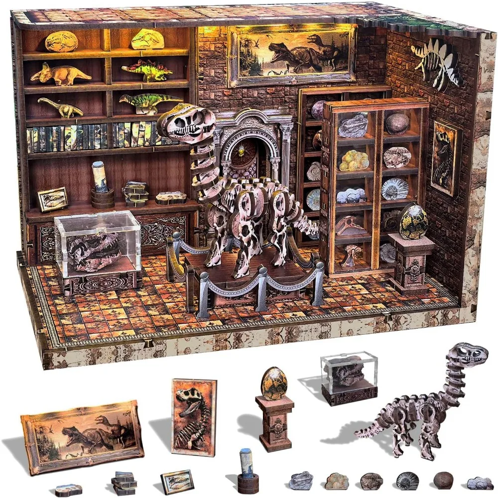 

3D деревянная головоломка, миниатюрная книжная полка, комплект для взрослых и подростков со светодиодной подсветкой