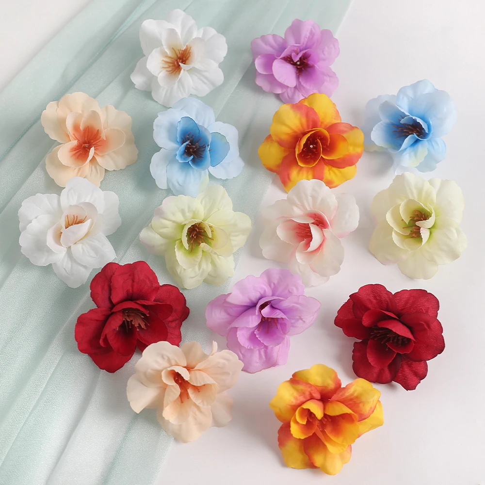 5/10Pcs Artificial Flowers Silk Butterfly Orchid For Wedding Home Decoration Accessories Brooch Diy Christmas Wreath Candy Box