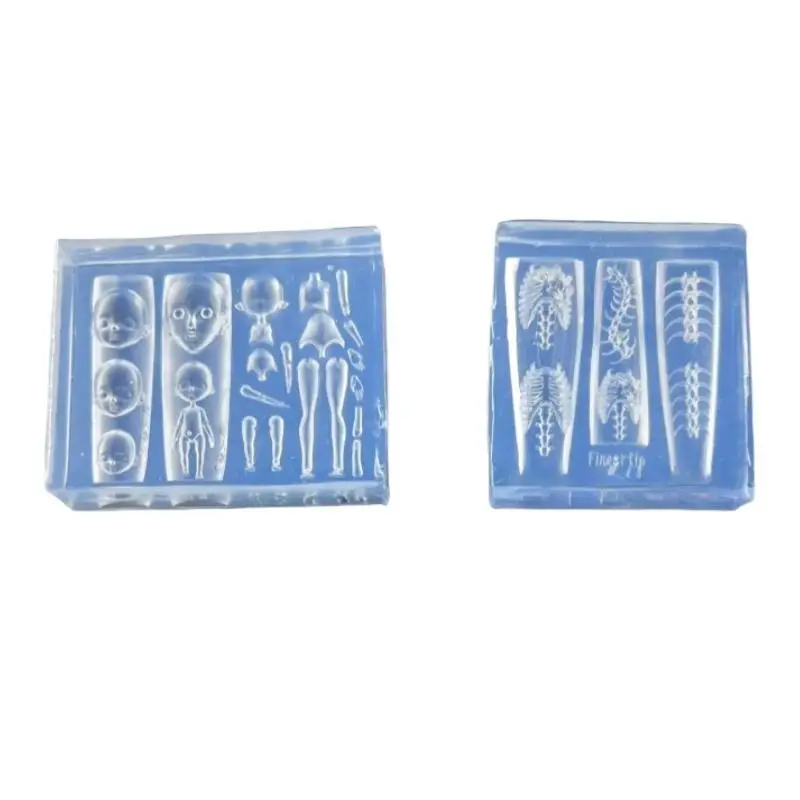 1/2 قطعة قوالب السيليكون الشفافة ثلاثية الأبعاد تصميم عظام العمود الفقري لصنع الدمية وفن الأظافر