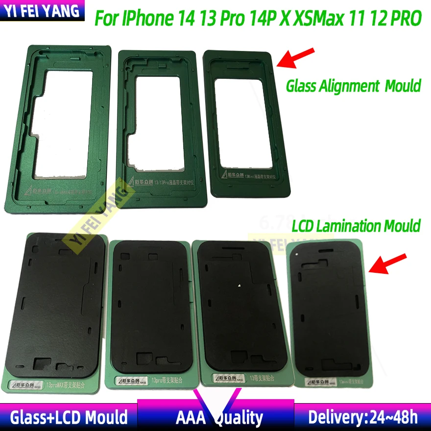 LCD Screen Touch Panel, OCA Glass Alignment, Lamination Mould for iPhone 14, 13 Pro, 14P, X, XS, 11, 12 PRO MAX