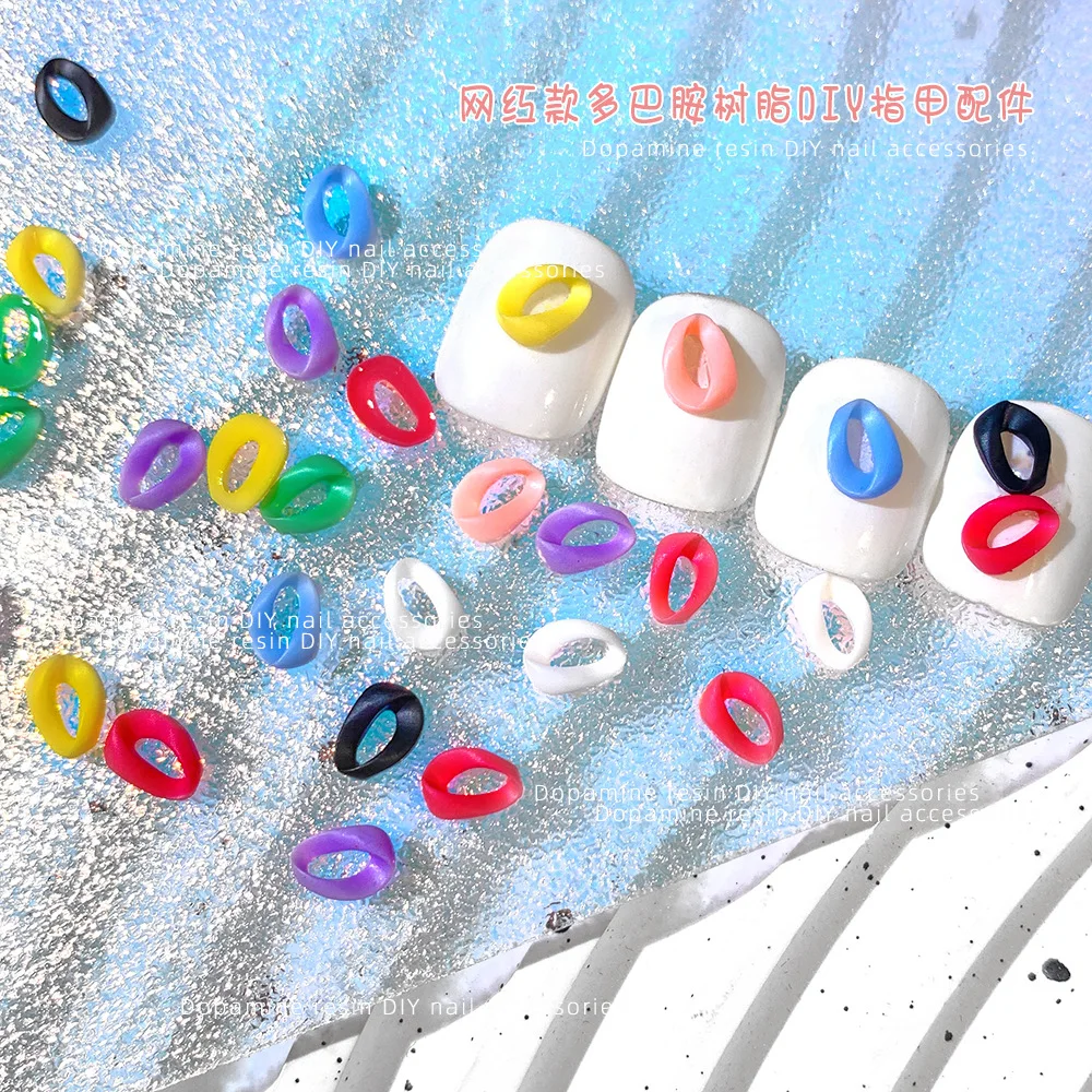 100pcs Hollow Pentagram Heart Nail Art Charms Resin Candy Color 3D Kawaii Star Nails Rhinestones For Nail Art DIY Decorations