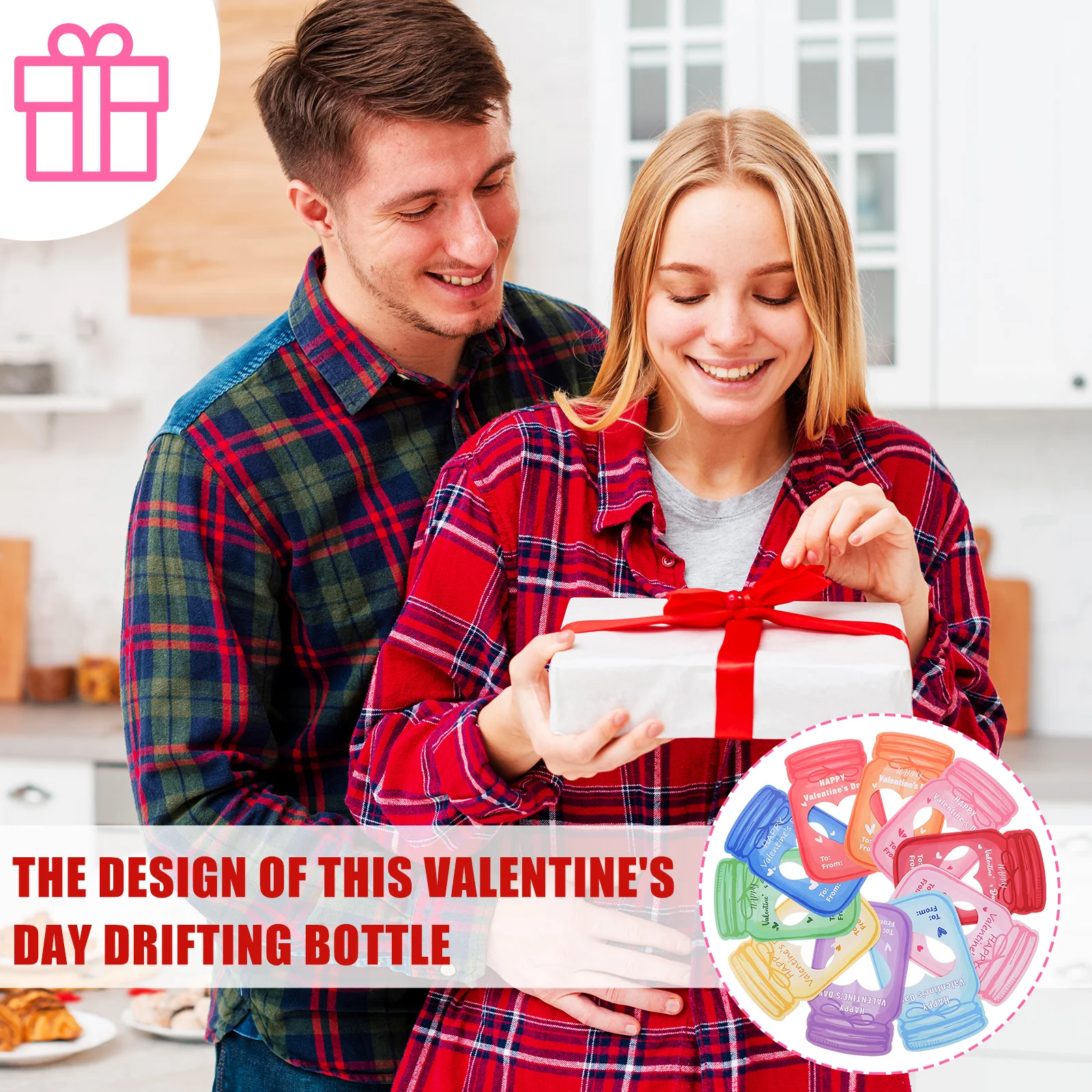 

1Set Valentine's Day Heart Greeting Card Drifting Bottle Style DIY Writable Message Romantic Gift Blessing Card