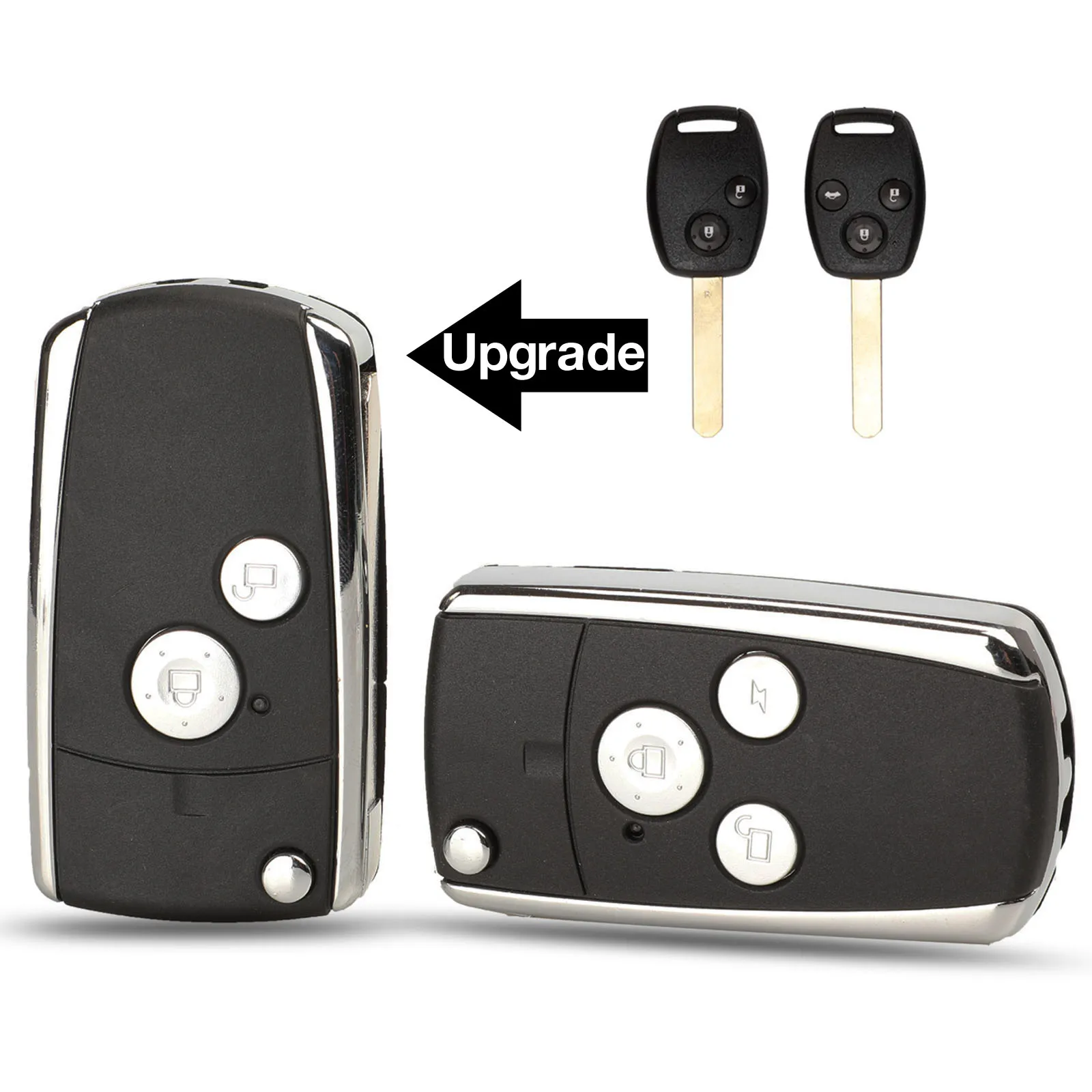 jingyuqin 2/3 Buttons Replacement Modified Flip Folding Remote Car Key Shell Case FOB For Honda Accord Crv Civic Odyssey Pilot