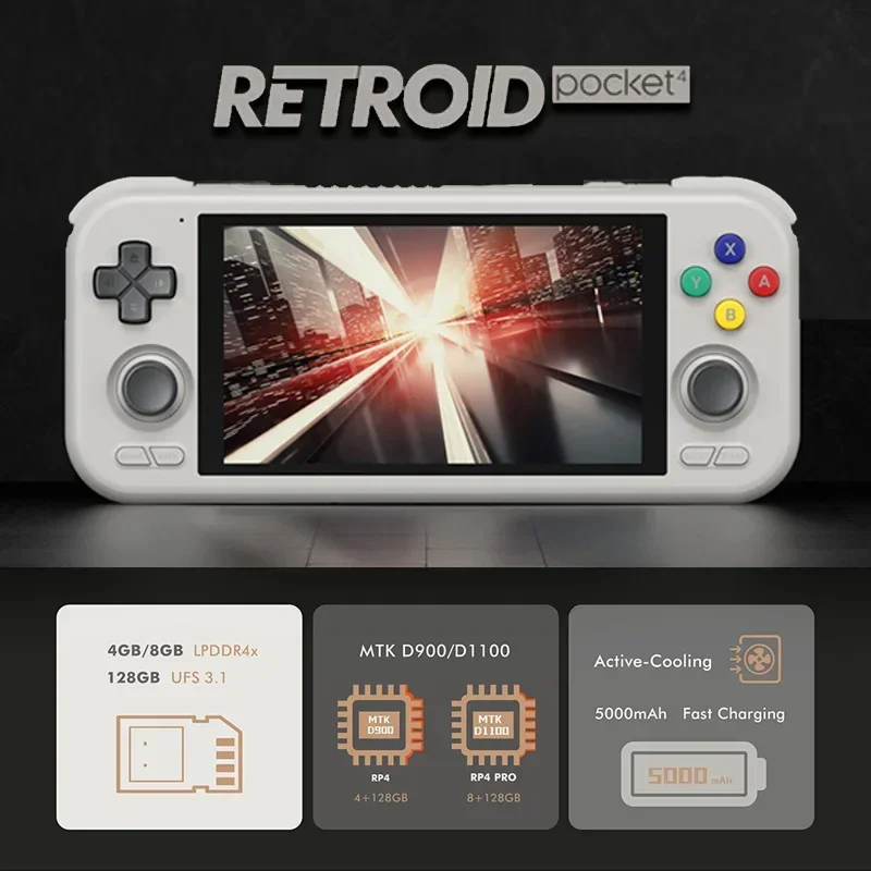 Retroid Pocket 4 RP4 Handheld Game Console Retro Game Console Bluetooth 5000mAh Children's Gifts Android 13 4.7Inch Touch Screen