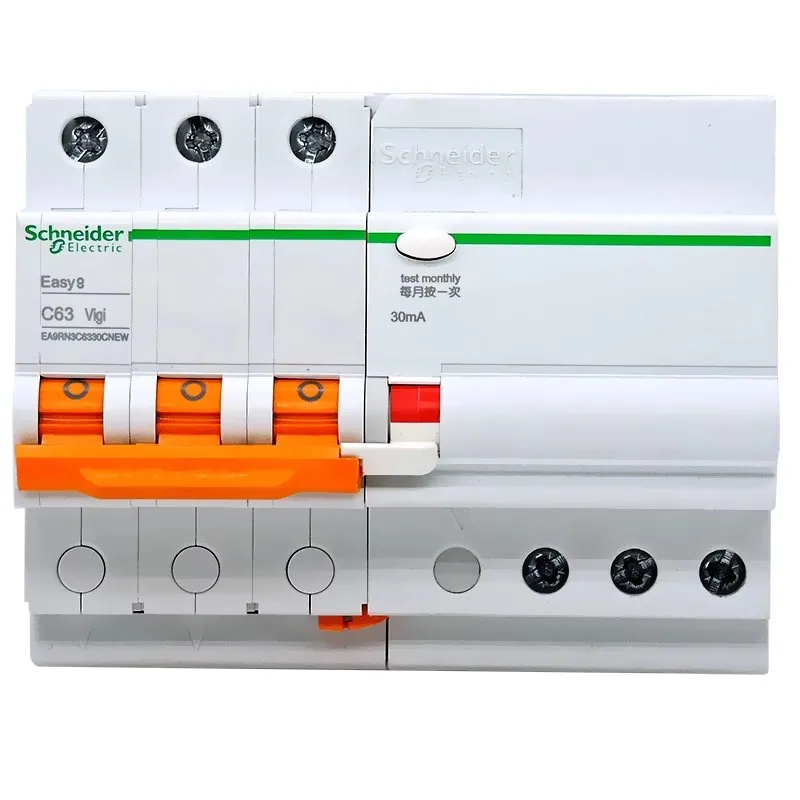 Schneider elétrico mini disjuntor ea9r disjuntor de proteção contra vazamento 3p tipo c 6a 10a 16a 20a 25a 32a 40a 50a 63a 6ka