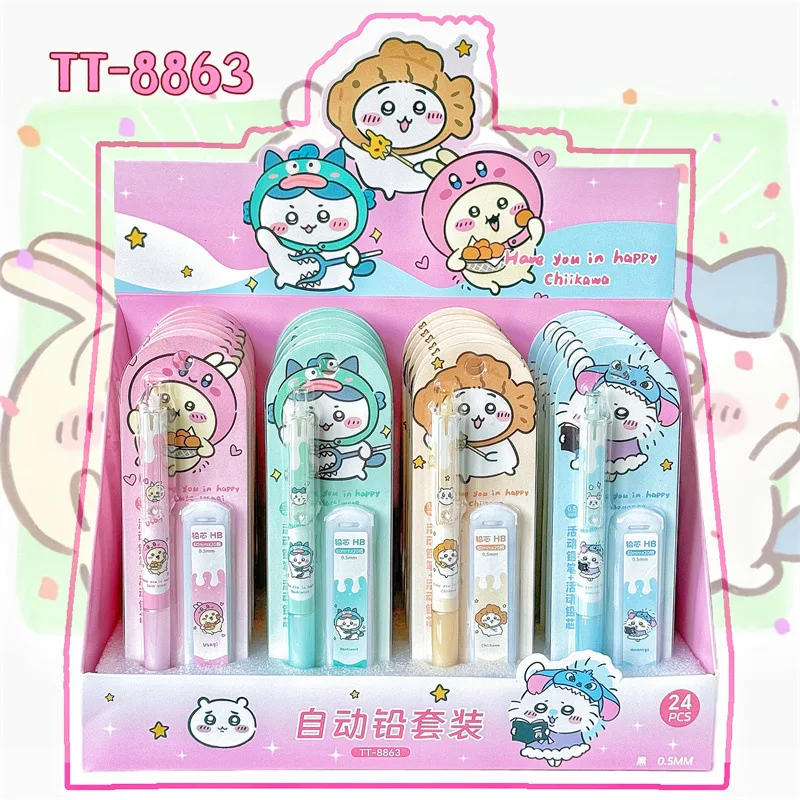 

New Cartoon Chiikawa Plastic Activity Pencil Set Cute 24 Pieces Per Box 0.5mm Student Learning Supplies Gift